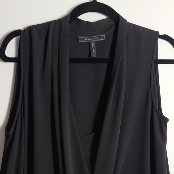 BCBGMAXAZRIA Cecil Asymmetric Sleeveless Top In Black Size Small - Picture 9 of 16